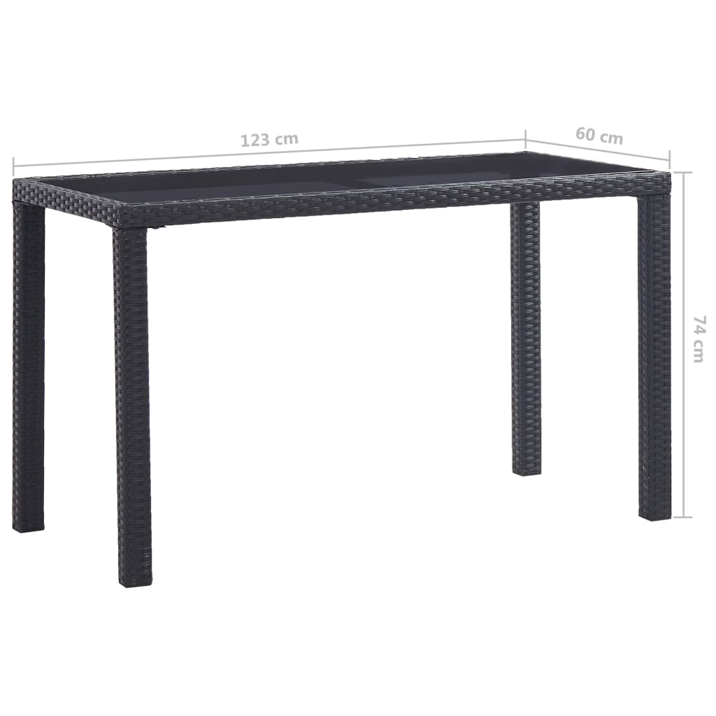 vidaXL Garden Table Black 123x60x74 cm Poly Rattan
