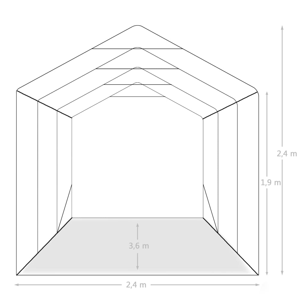 vidaXL Garage Tent PVC 2.4x3.6 m Green