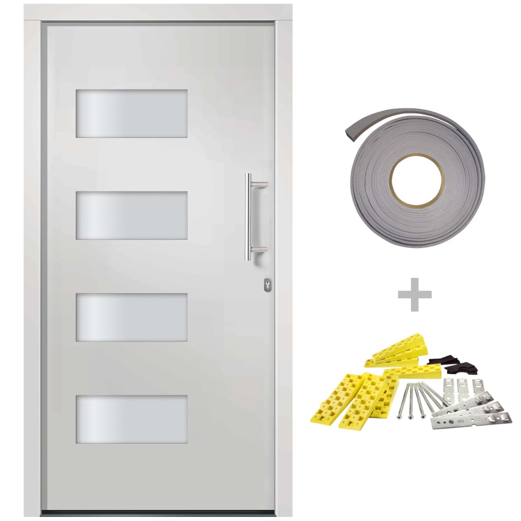 vidaXL Front Door Aluminium and PVC White 100x200 cm