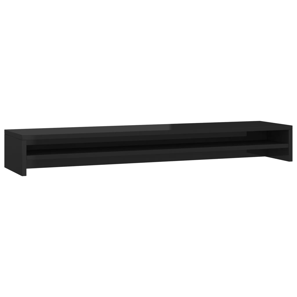 vidaXL Monitor Stand High Gloss Black 100x24x13 cm Engineered Wood