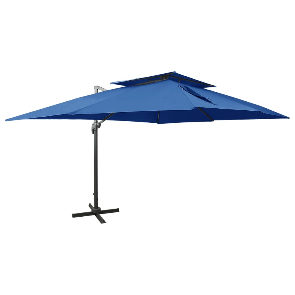 vidaXL Cantilever Umbrella with Double Top Azure Blue 400x300 cm
