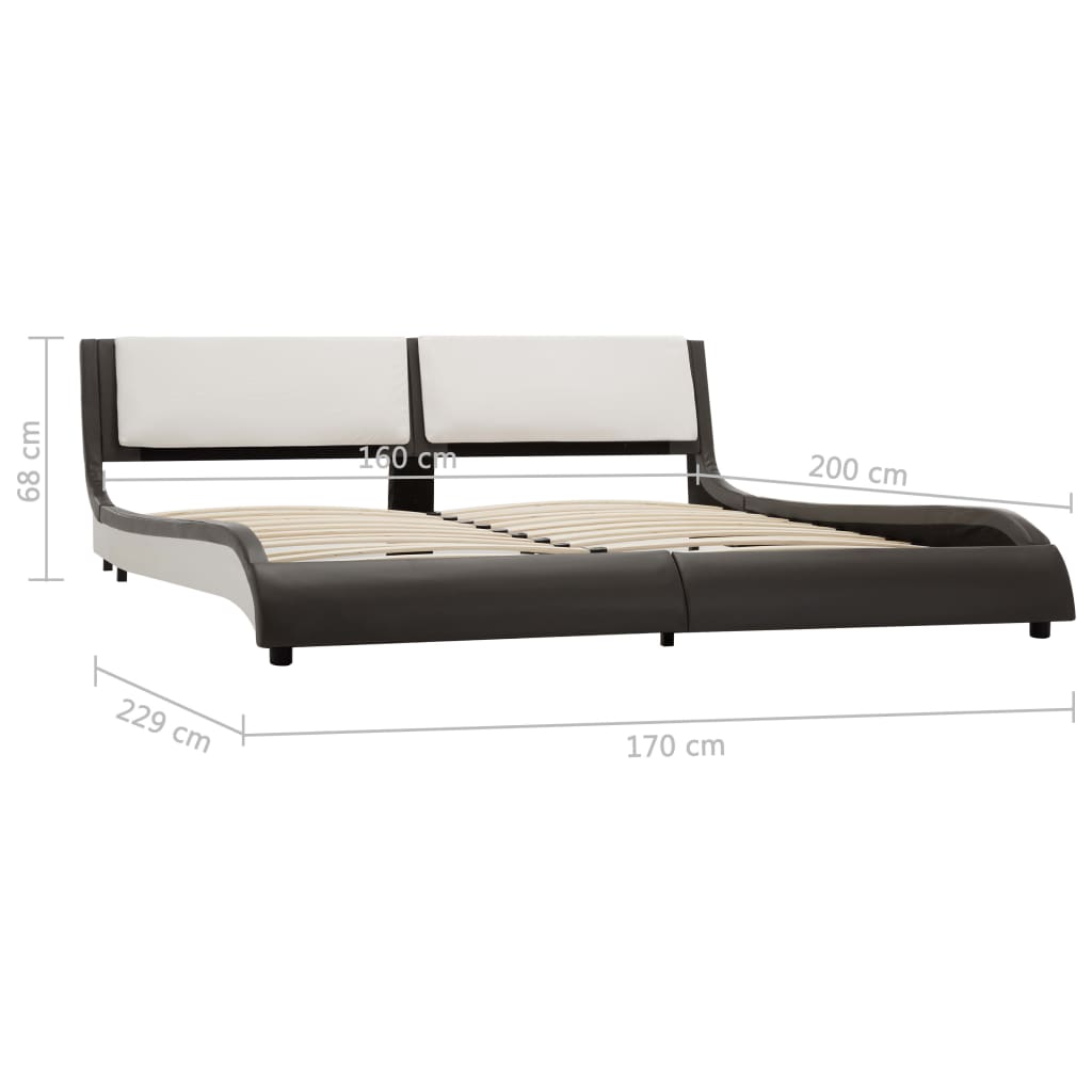 vidaXL Bed Frame Grey and White Faux Leather 150x200 cm 5FT King Size