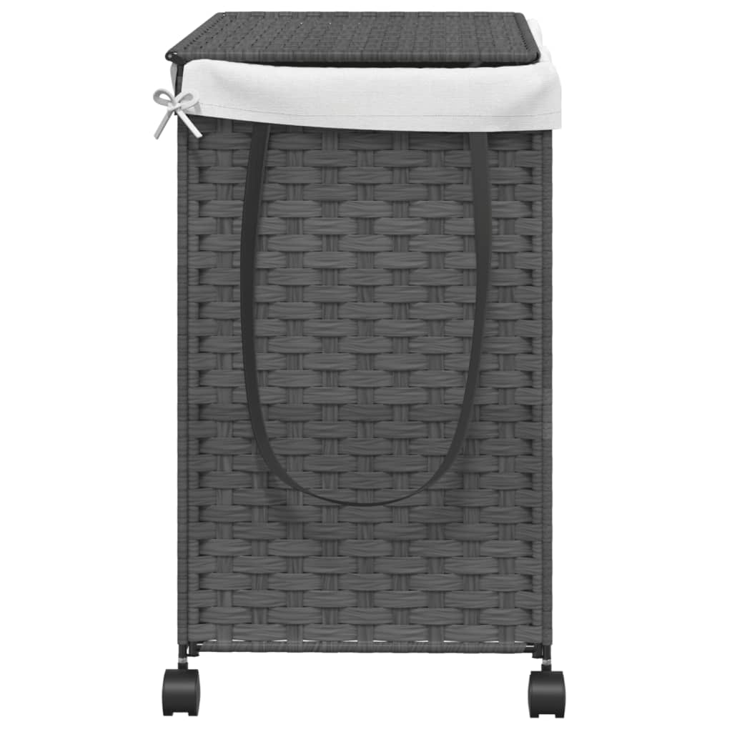 vidaXL Laundry Basket with Wheels Grey 60x35x60.5 cm Rattan