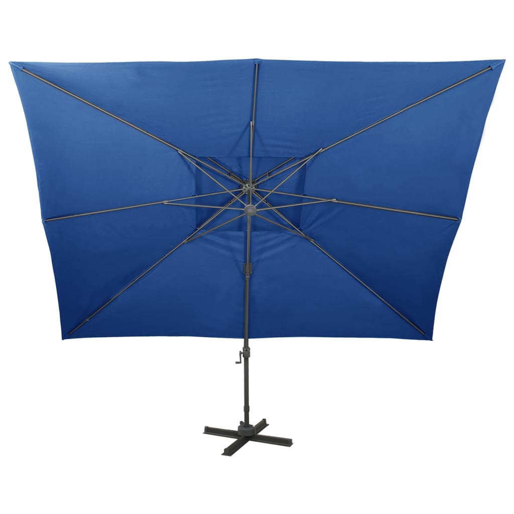 vidaXL Cantilever Umbrella with Double Top Azure Blue 400x300 cm