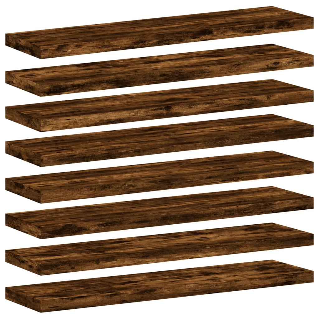 vidaXL Wall Shelves 8 pcs Smoked Oak 40x10x1.5 cm Engineered Wood