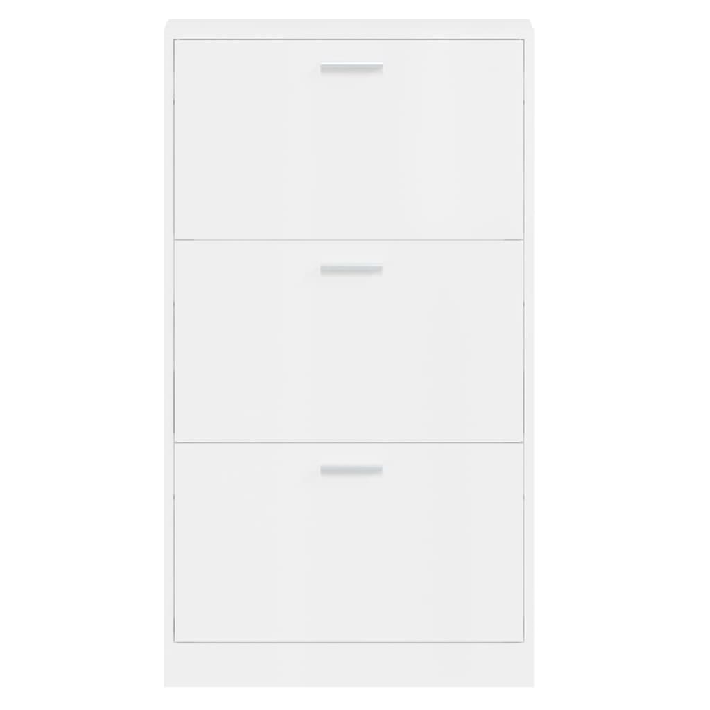 vidaXL Shoe Cabinet High Gloss White 59x17x108 cm Engineered Wood