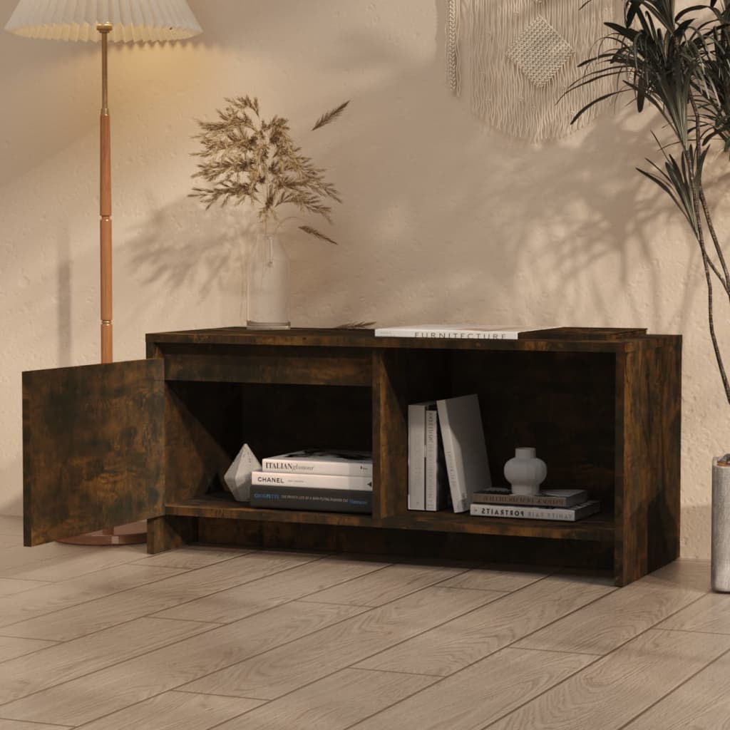 vidaXL TV Cabinet Smoked Oak 90x35x40 cm Engineered Wood