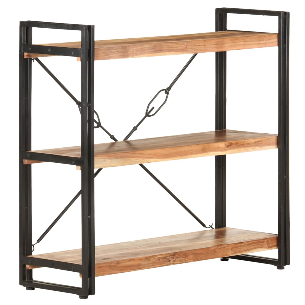 vidaXL 3-Tier Bookcase 90x30x80 cm Solid Acacia Wood