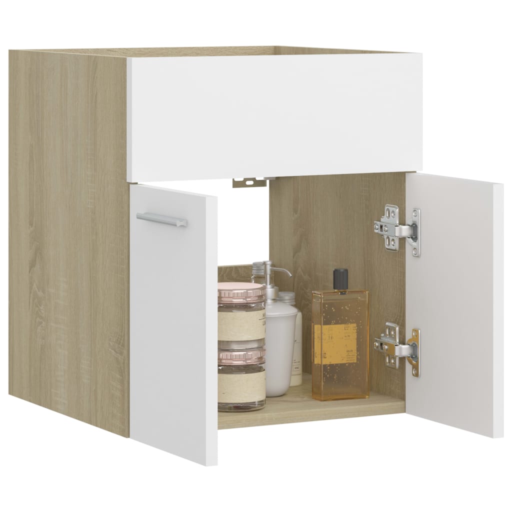 vidaXL Sink Cabinet White and Sonoma Oak 41x38.5x46 cm Engineered Wood