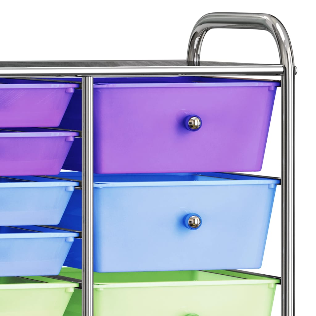 vidaXL XXL 15-Drawer Mobile Storage Trolley Multicolour Plastic
