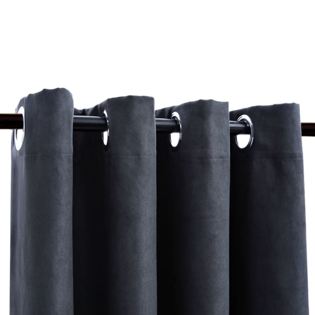 vidaXL Blackout Curtains with Metal Rings 2 pcs Anthracite 140x225 cm