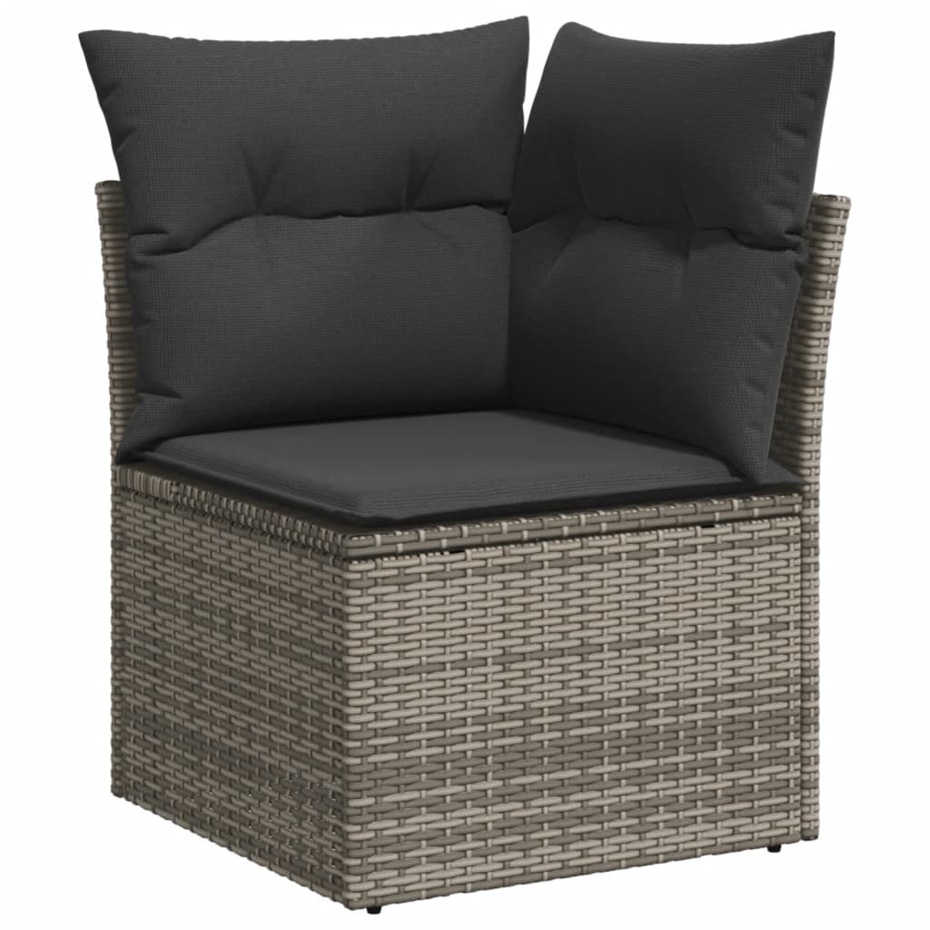 vidaXL 10 Piece Garden Sofa Set with Cushions Grey Poly Rattan