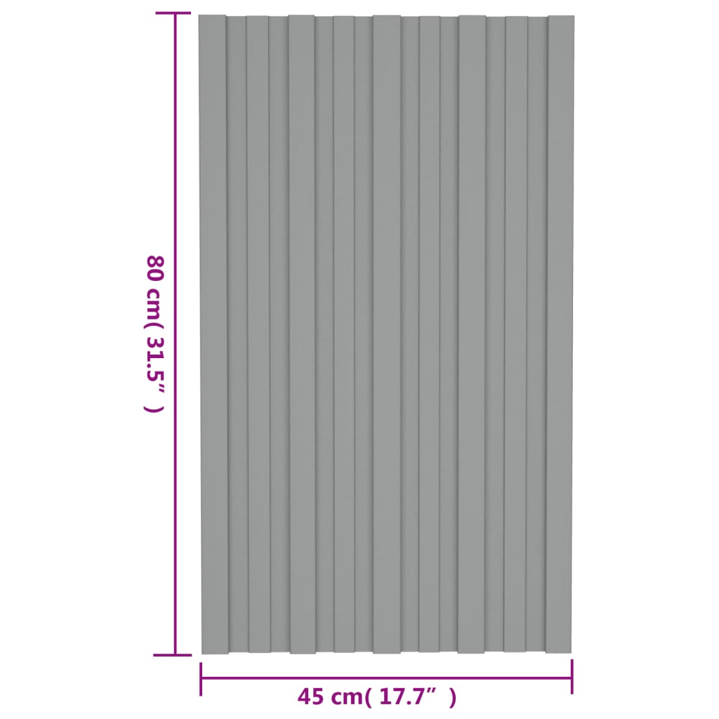 vidaXL Roof Panels 36 pcs Galvanised Steel Grey 80x45 cm
