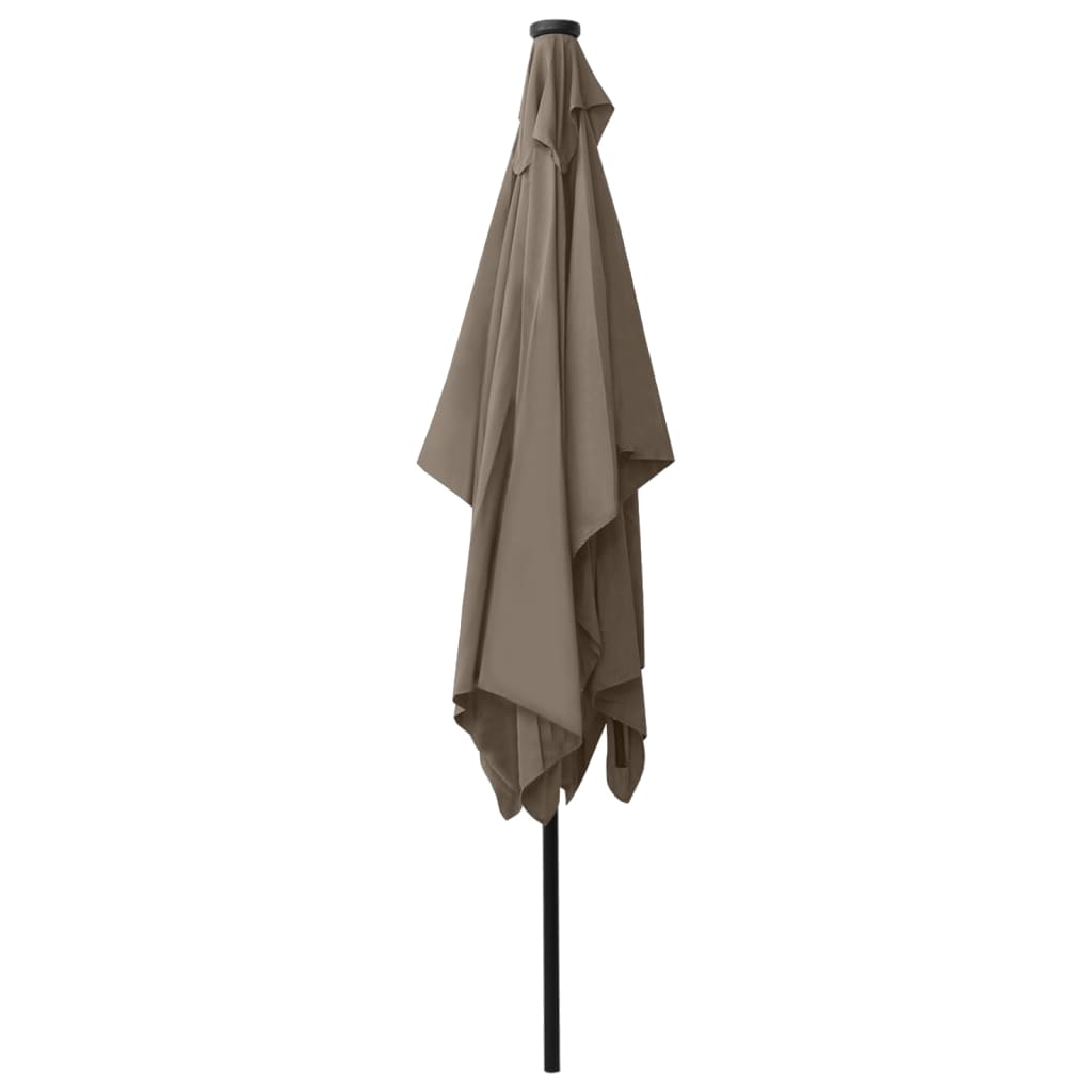 vidaXL Parasol with LEDs and Steel Pole Taupe 2x3 m