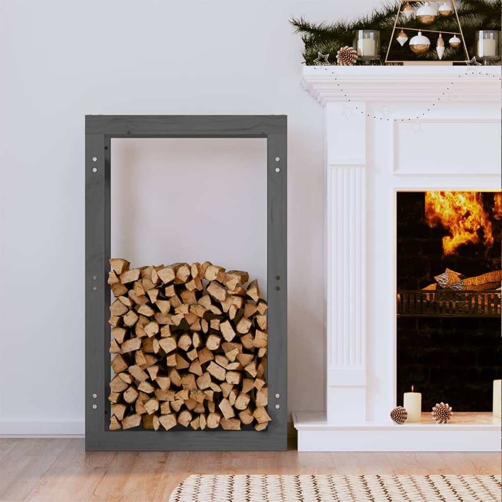 vidaXL Firewood Rack Grey 60x25x100 cm Solid Wood Pine