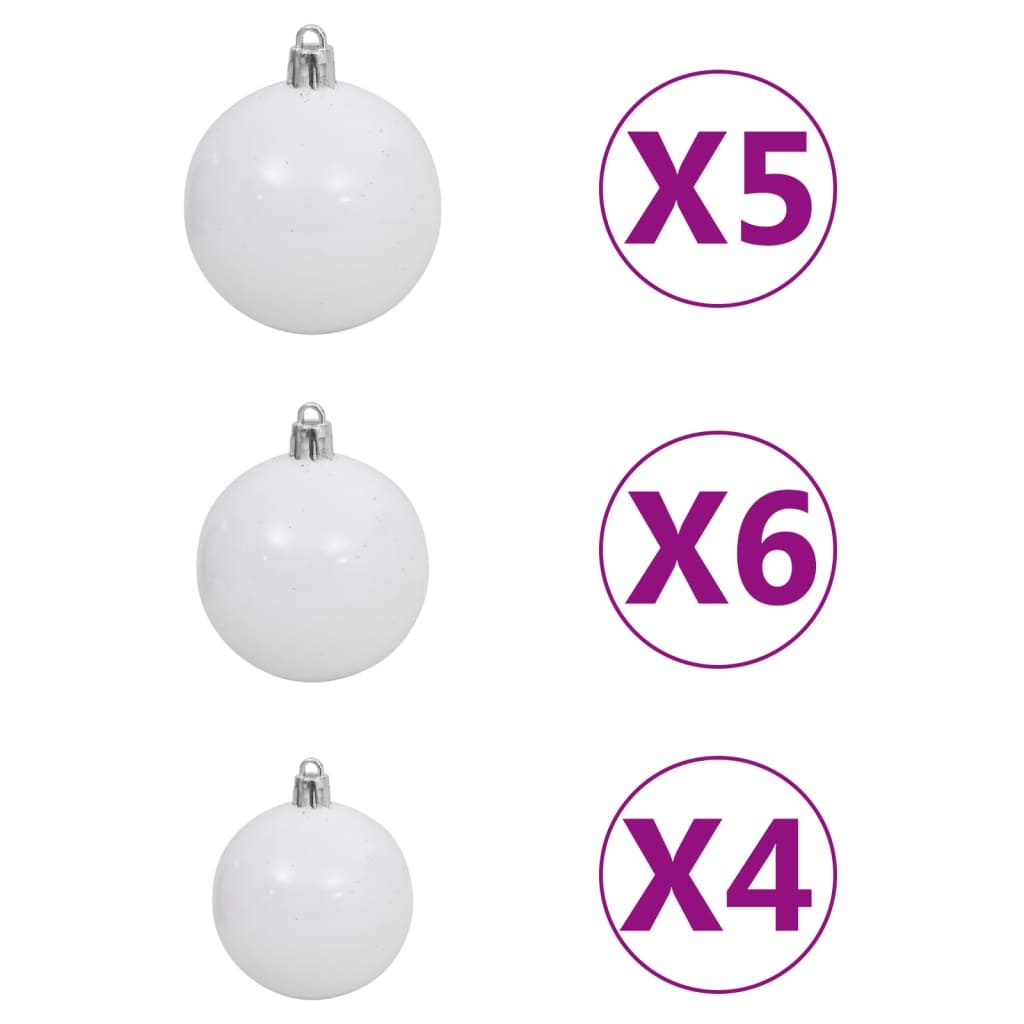 vidaXL Slim Pre-lit Christmas Tree with Ball Set Silver 120 cm