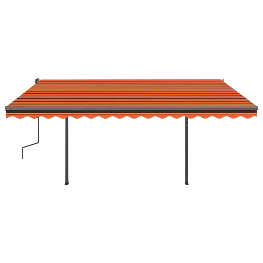 vidaXL Manual Retractable Awning with Posts 4.5x3 m Orange and Brown