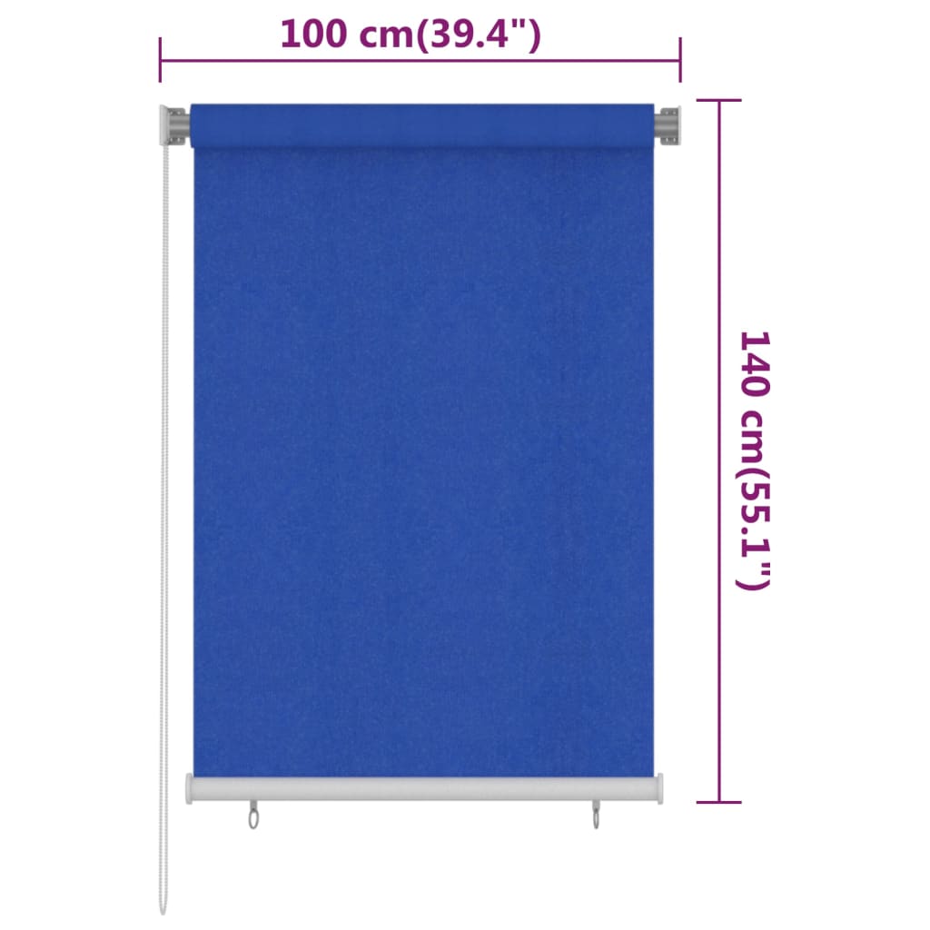 vidaXL Outdoor Roller Blind 100x140 cm Blue HDPE