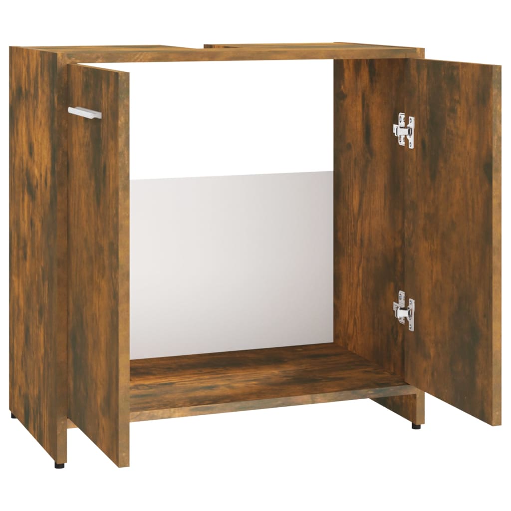 vidaXL Bathroom Cabinet Smoked Oak 60x33x60 cm Engineered Wood