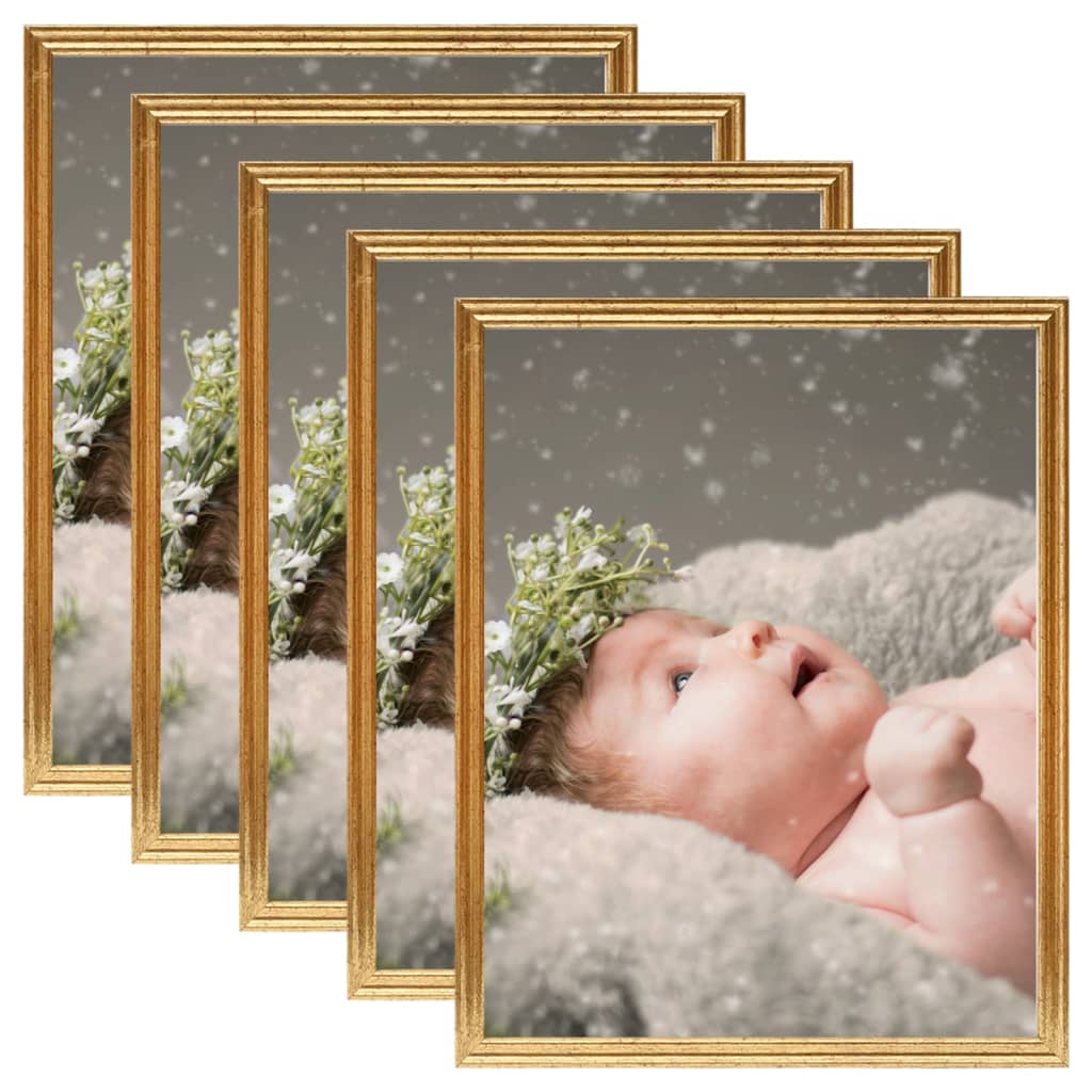vidaXL Photo Frames Collage 5 pcs for Wall or Table Gold 70x90 cm MDF