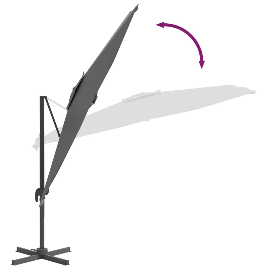 vidaXL LED Cantilever Umbrella Anthracite 400x300 cm