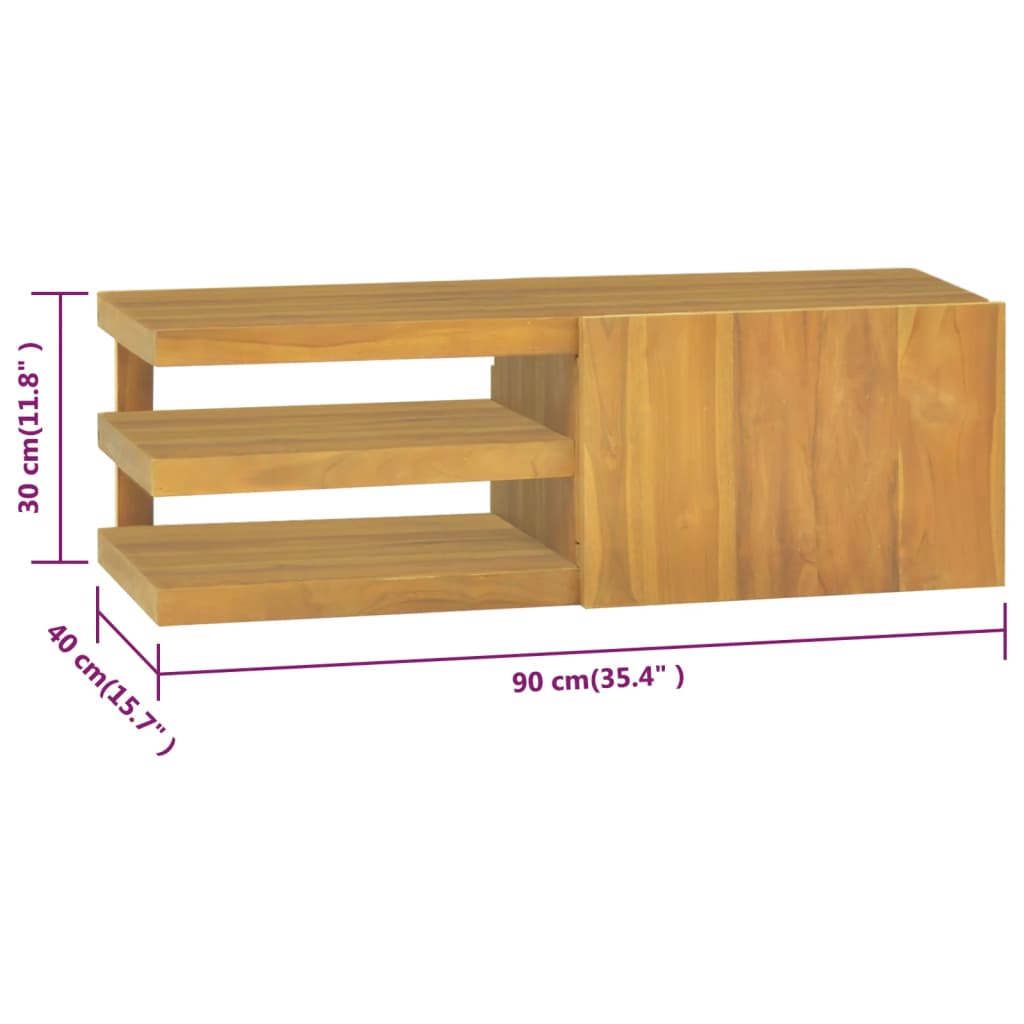 vidaXL Wall-mounted Bathroom Cabinet 90x40x30 cm Solid Wood Teak