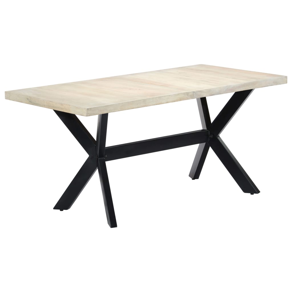 vidaXL Dining Table White 160x80x75 cm Solid Mango Wood