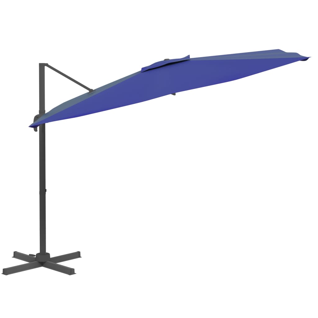 vidaXL LED Cantilever Umbrella Azure Blue 400x300 cm