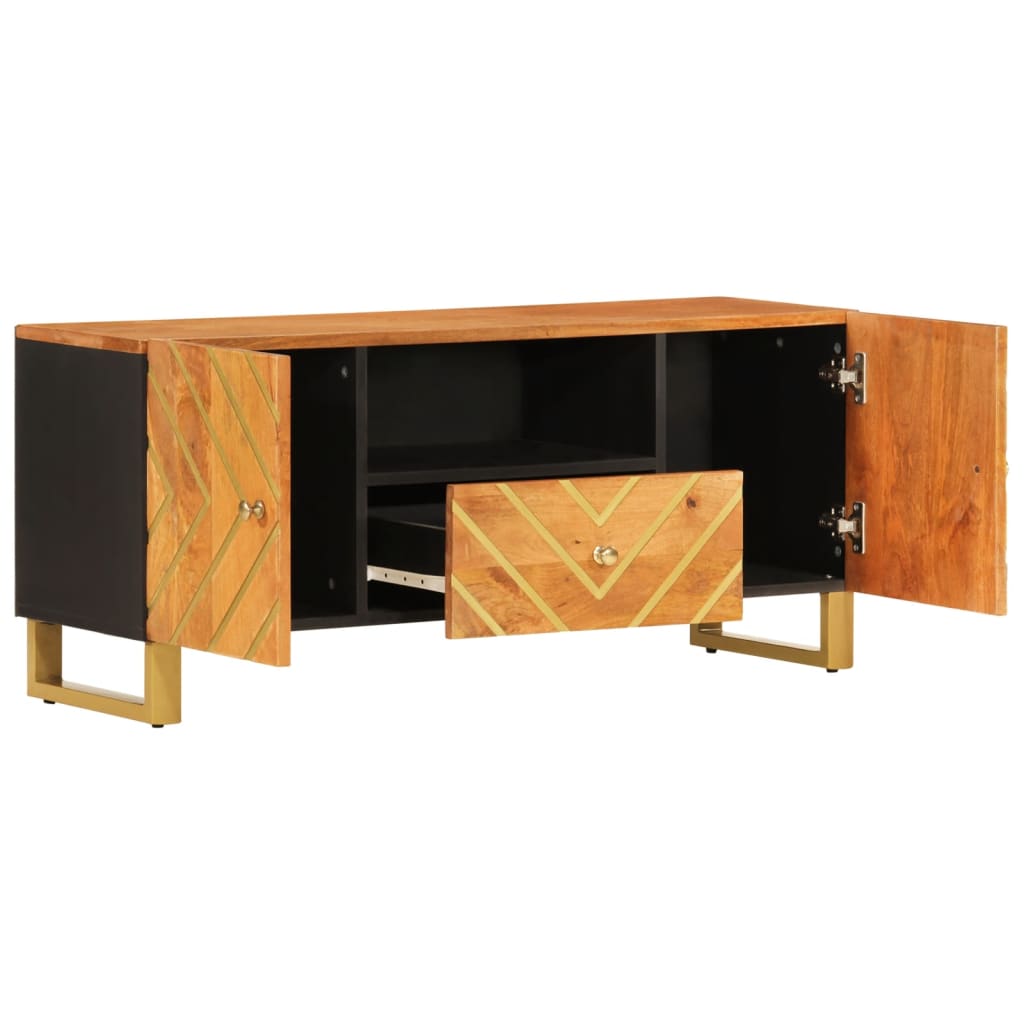 vidaXL TV Cabinet Brown and Black 105x33.5x46 cm Solid Wood Mango