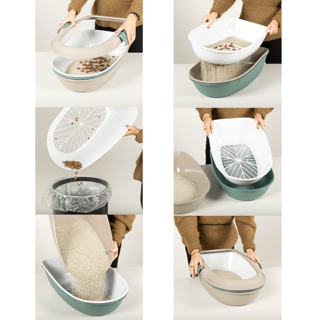 vidaXL Cat Litter Tray with Cover White and Brown 58.5x39.5x43 cm PP