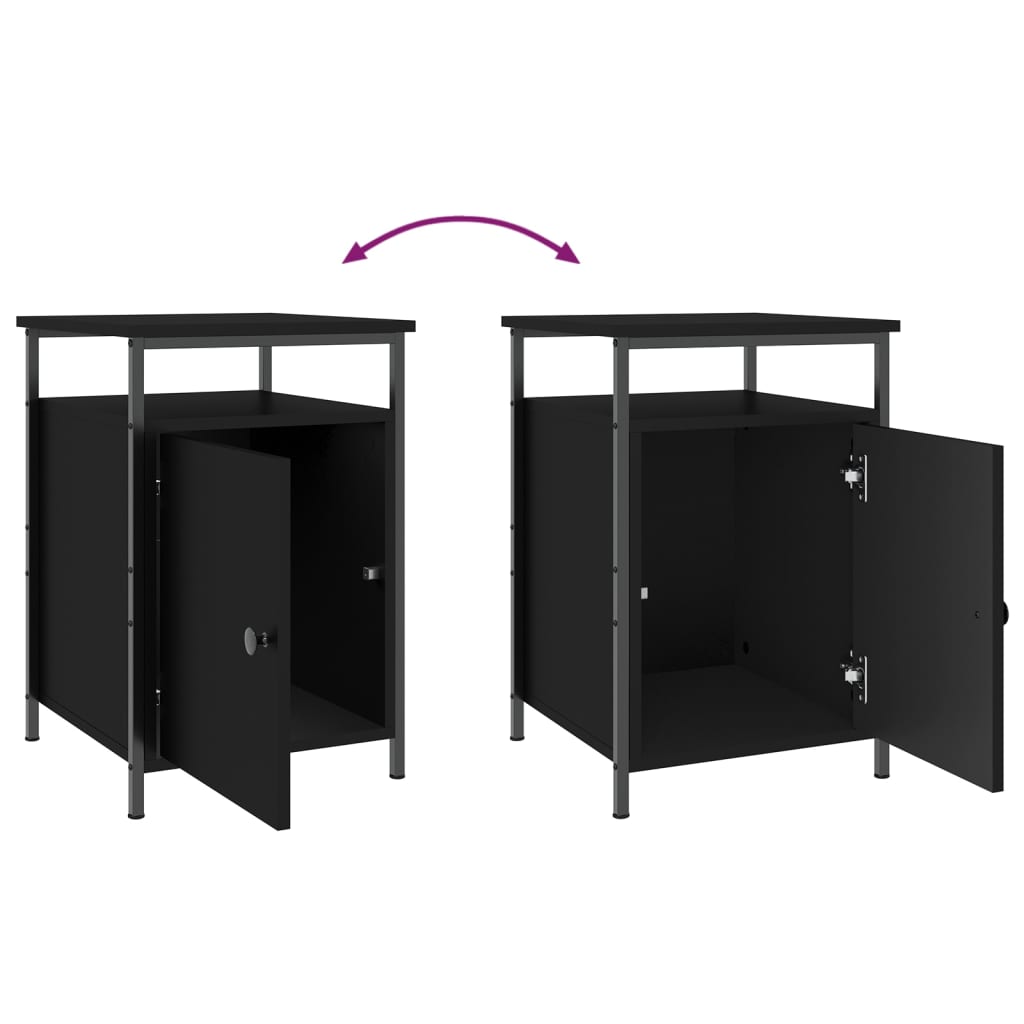 vidaXL Bedside Cabinet Black 40x42x60 cm Engineered Wood
