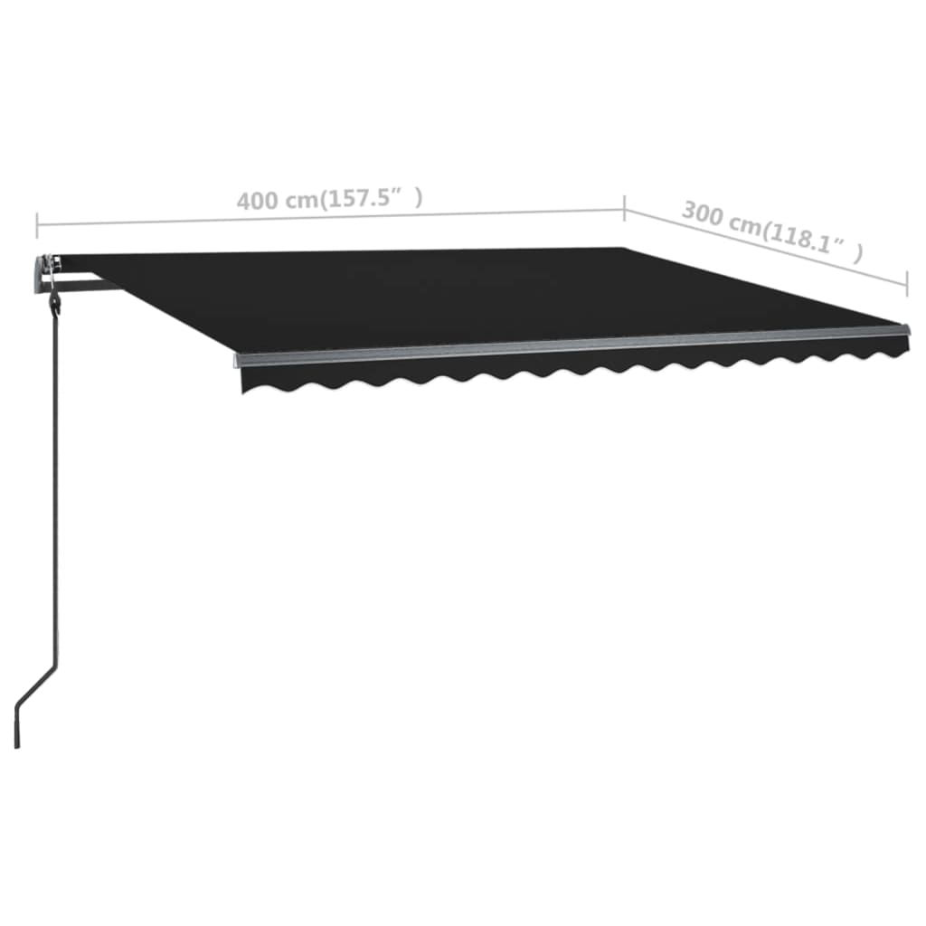 vidaXL Manual Retractable Awning with Posts 4x3 m Anthracite