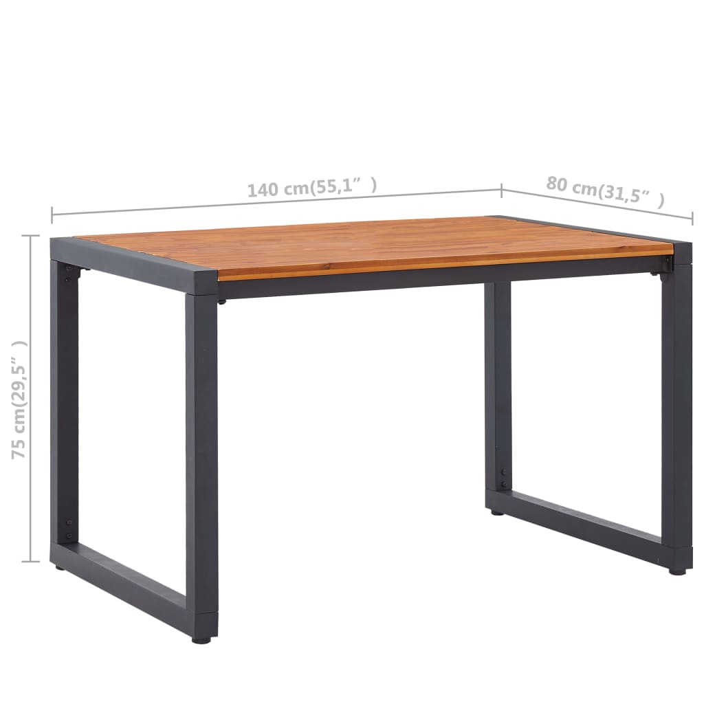 vidaXL Garden Table with U-shaped Legs 140x80x75 cm Solid Acacia Wood
