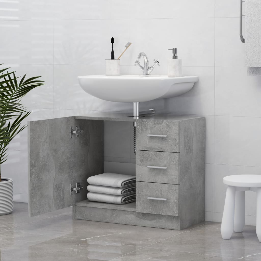 vidaXL Sink Cabinet Concrete Grey 63x30x54 cm Engineered Wood