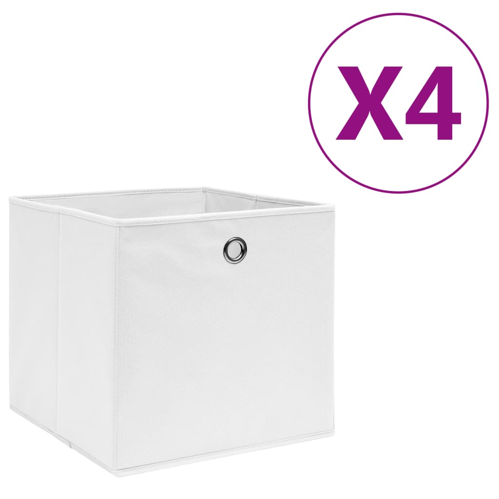 vidaXL Storage Boxes 4 pcs Non-woven Fabric 28x28x28 cm White