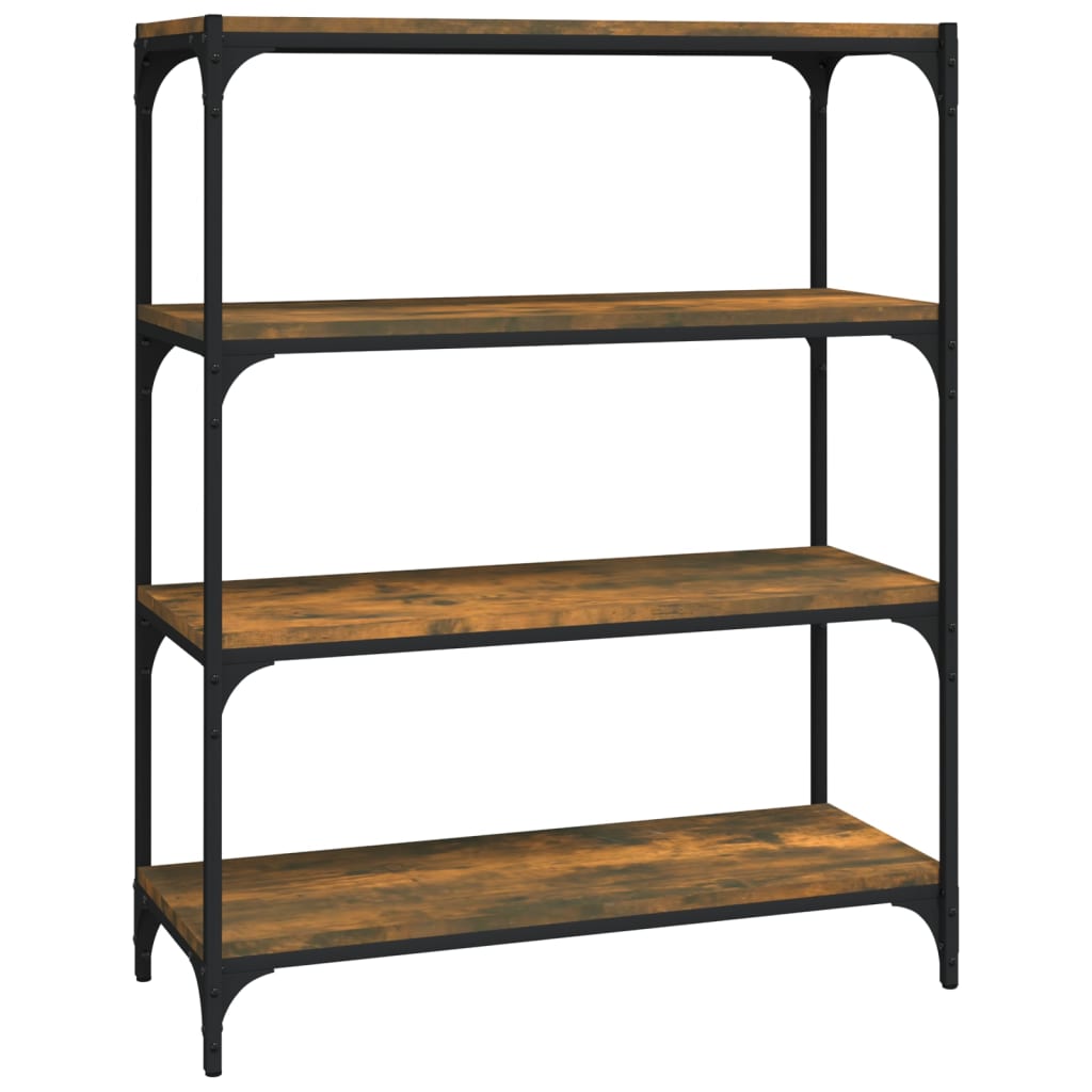 vidaXL Book Cabinet Smoked Oak 80x33x100 cm Engineered Wood and Steel