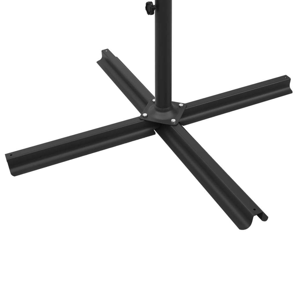 vidaXL Double Parasol with Steel Pole Black 600 cm