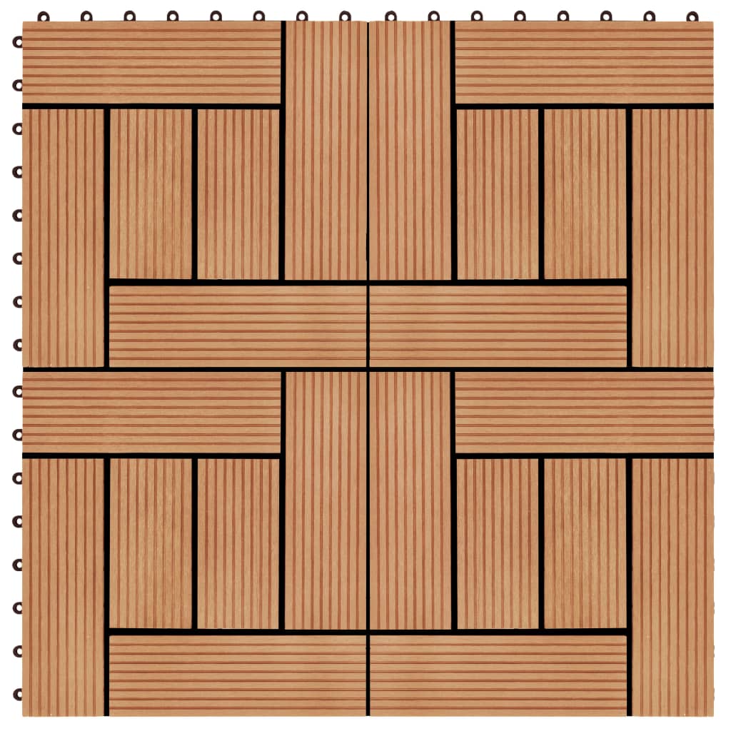 vidaXL 11 pcs Decking Tiles WPC 30x30 cm 1 sqm Teak Colour