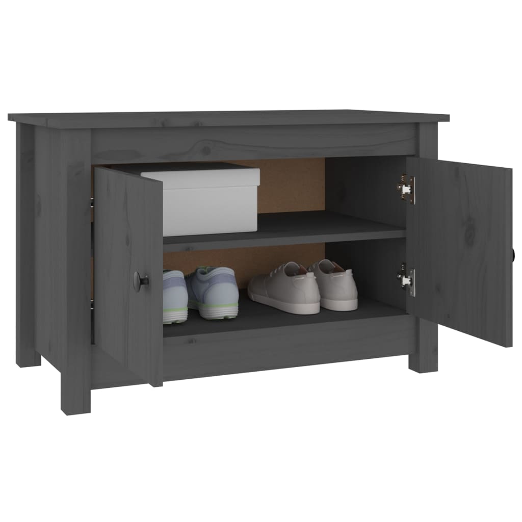 vidaXL Shoe Cabinet Grey 70x38x45.5 cm Solid Wood Pine