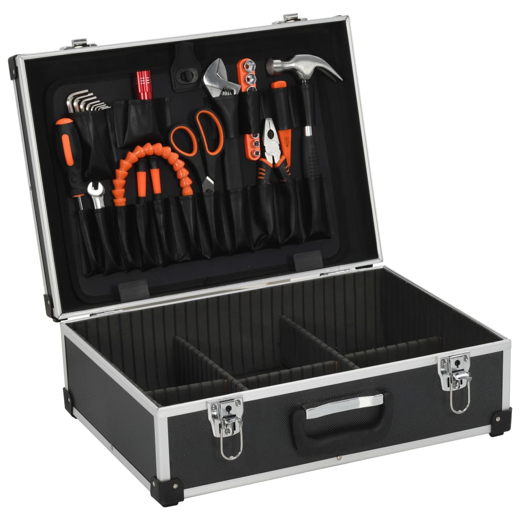vidaXL Tool Suitcase 46x33x16 cm Black Aluminium