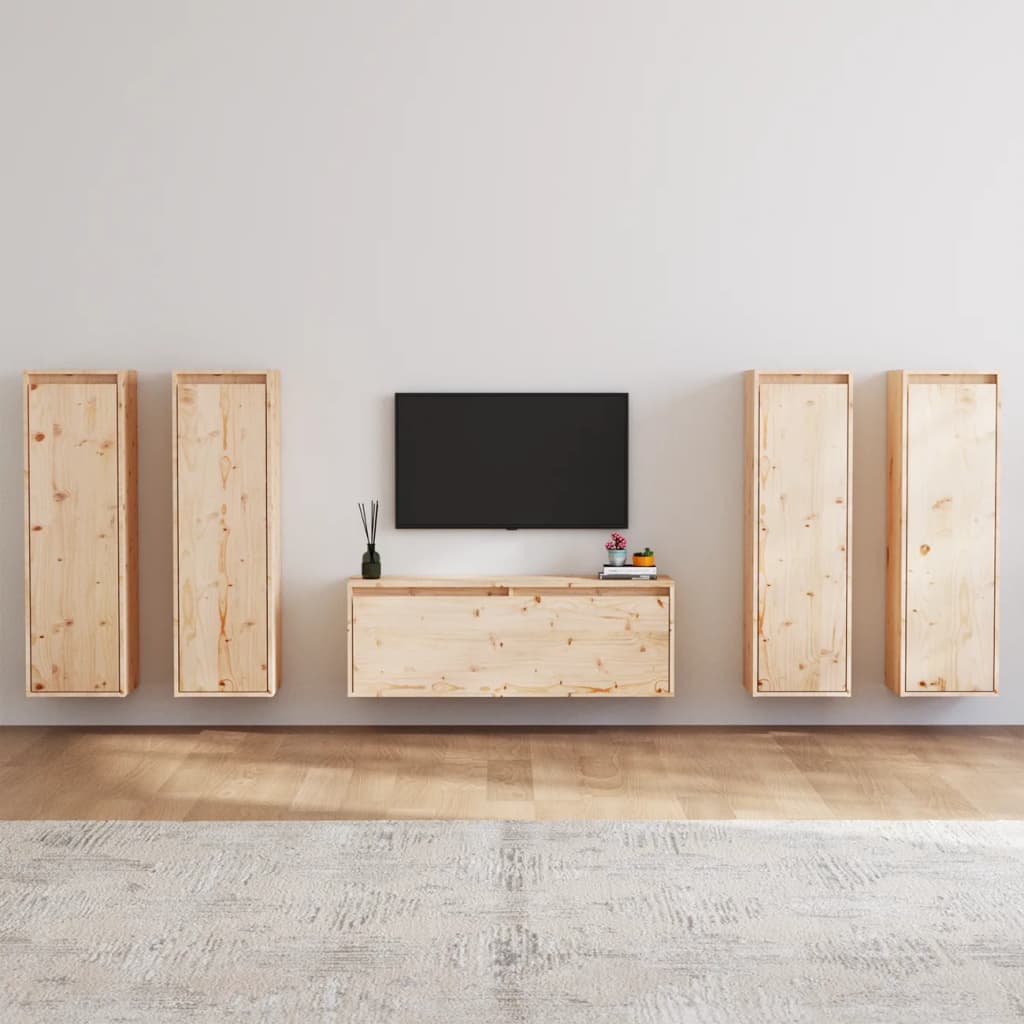 vidaXL TV Cabinets 5 pcs Solid Wood Pine