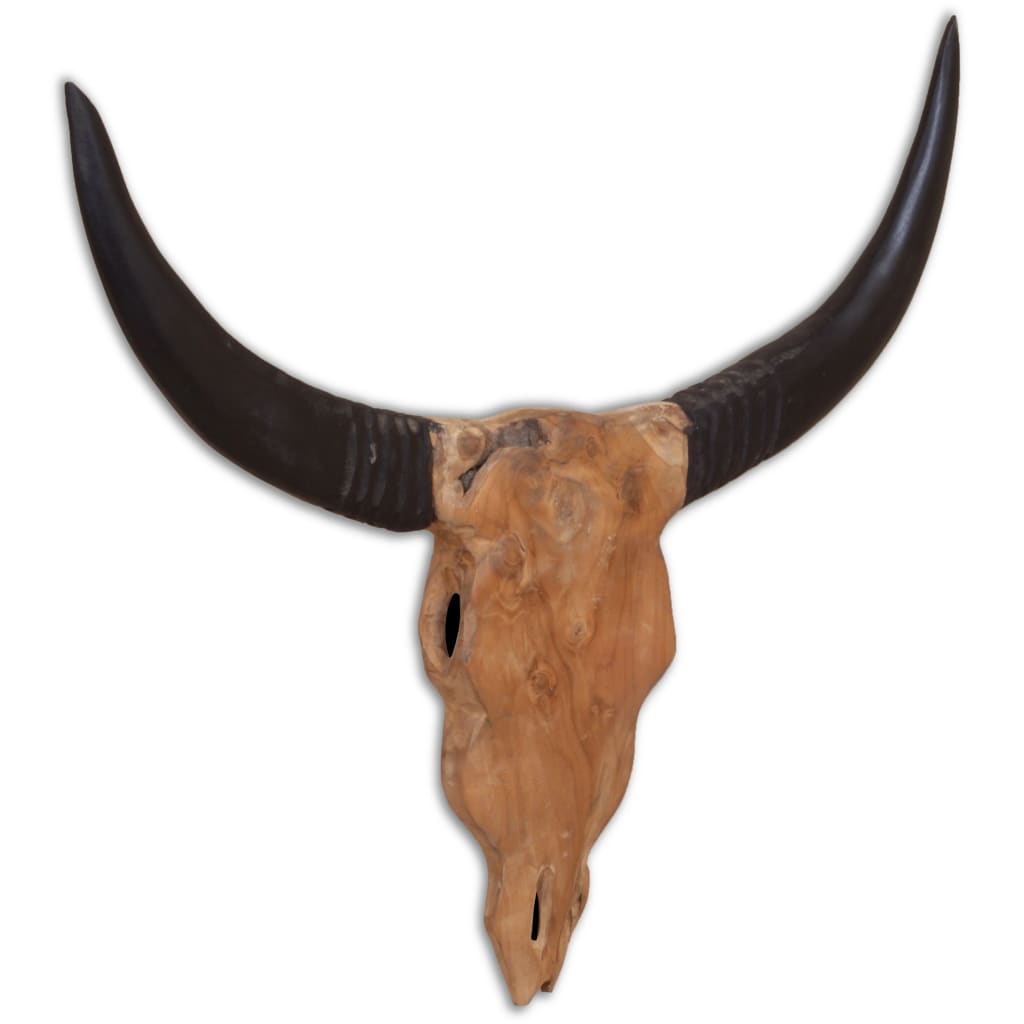 vidaXL Wall-Mounted Bull Skull Sculpture Teak 69x6x60 cm