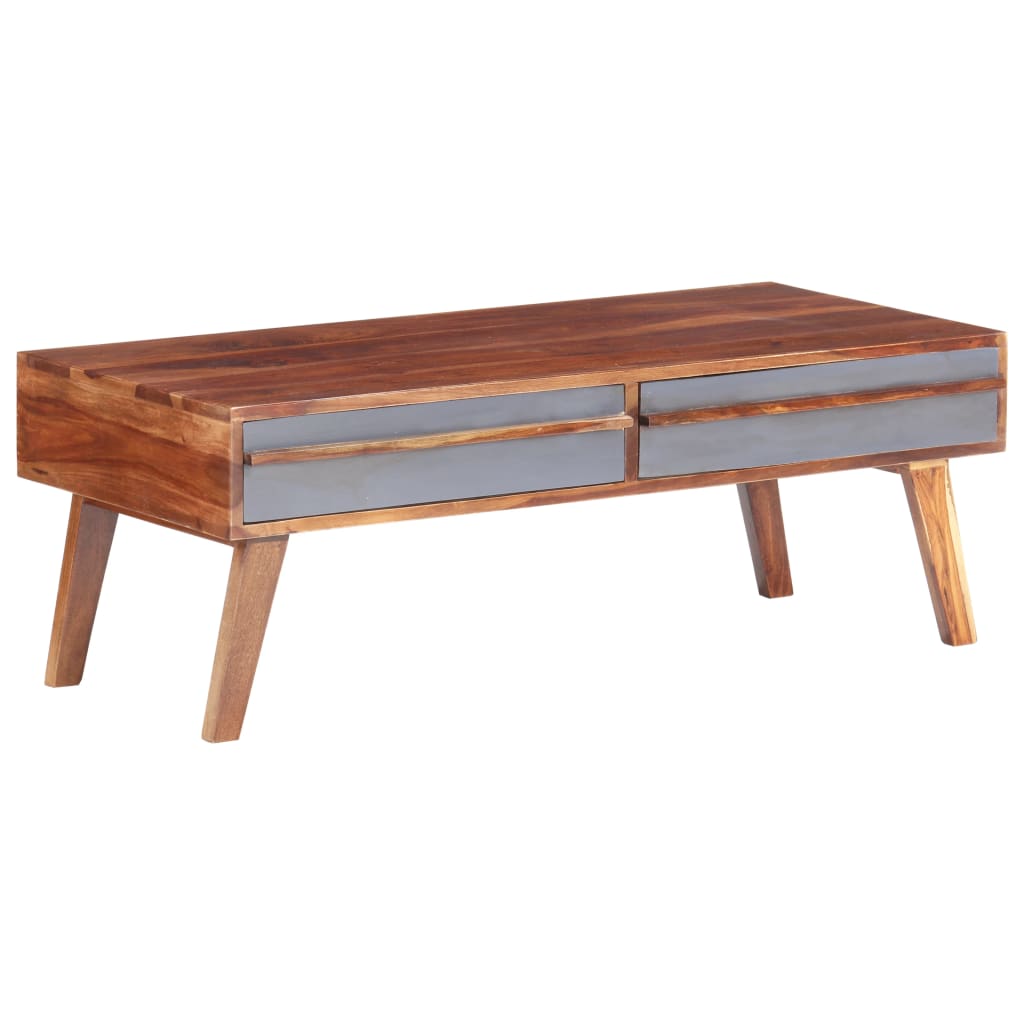 vidaXL Coffee Table Grey 110x50x40 cm Solid Sheesham Wood