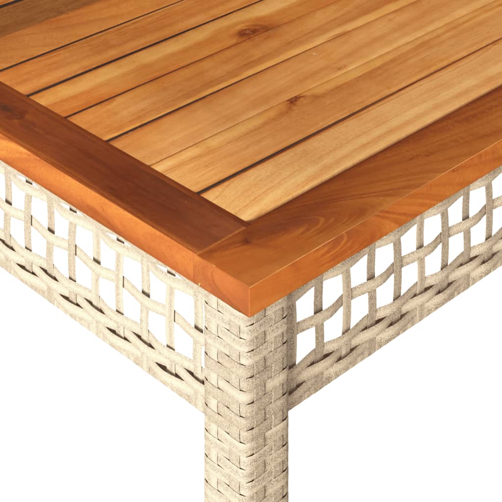 vidaXL Garden Table Beige 80x80x75 cm Poly Rattan Acacia Wood