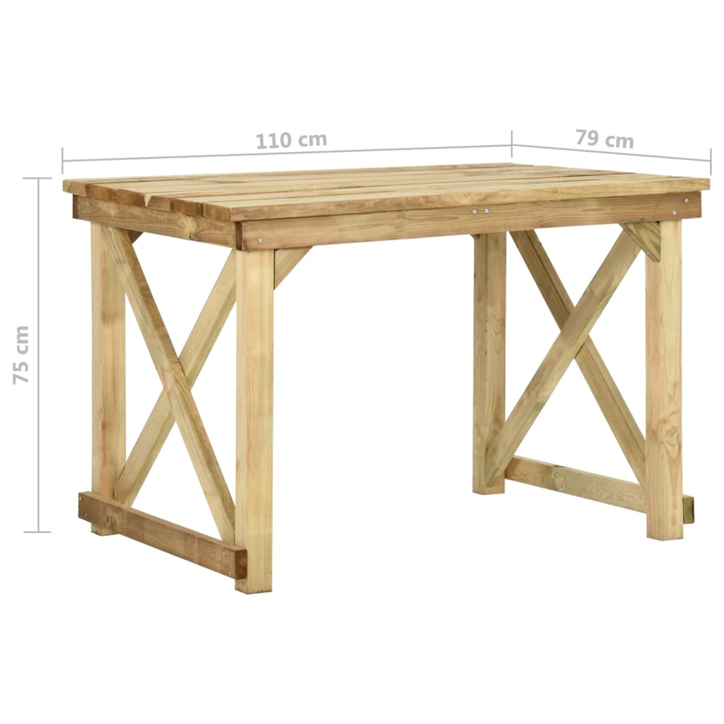 vidaXL Garden Table 110x79x75 cm Impregnated Pinewood