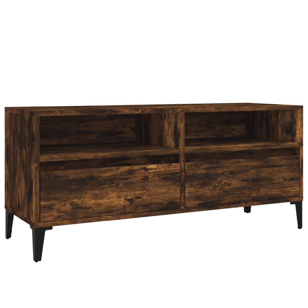 vidaXL TV Cabinet Smoked Oak 100x34.5x44.5 cm Engineered Wood
