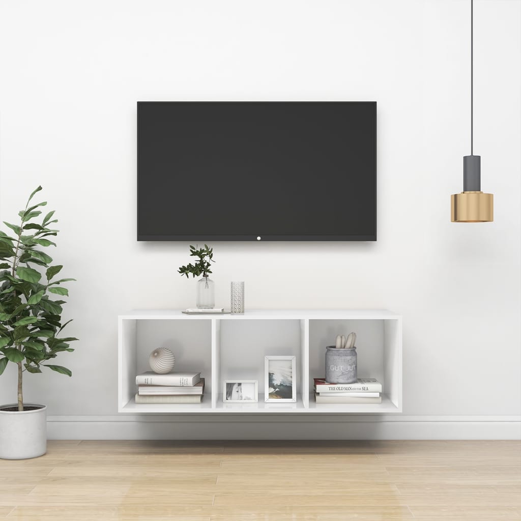 vidaXL Wall-mounted TV Cabinet White 37x37x107 cm Chipboard
