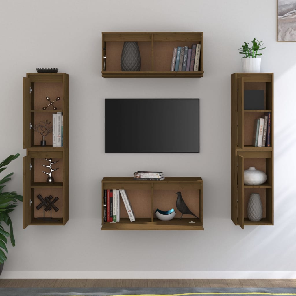 vidaXL TV Cabinets 6 pcs Honey Brown Solid Wood Pine