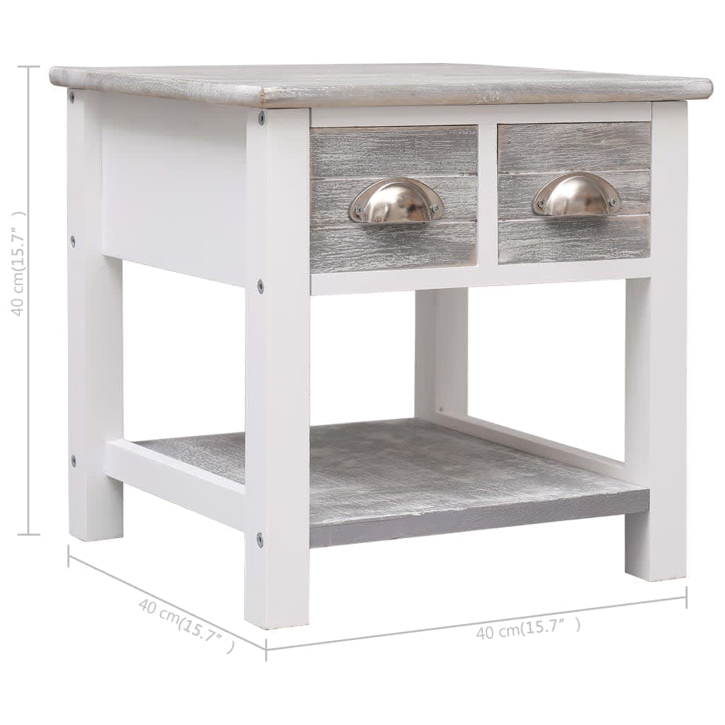 vidaXL Side Table Grey 40x40x40 cm Paulownia Wood