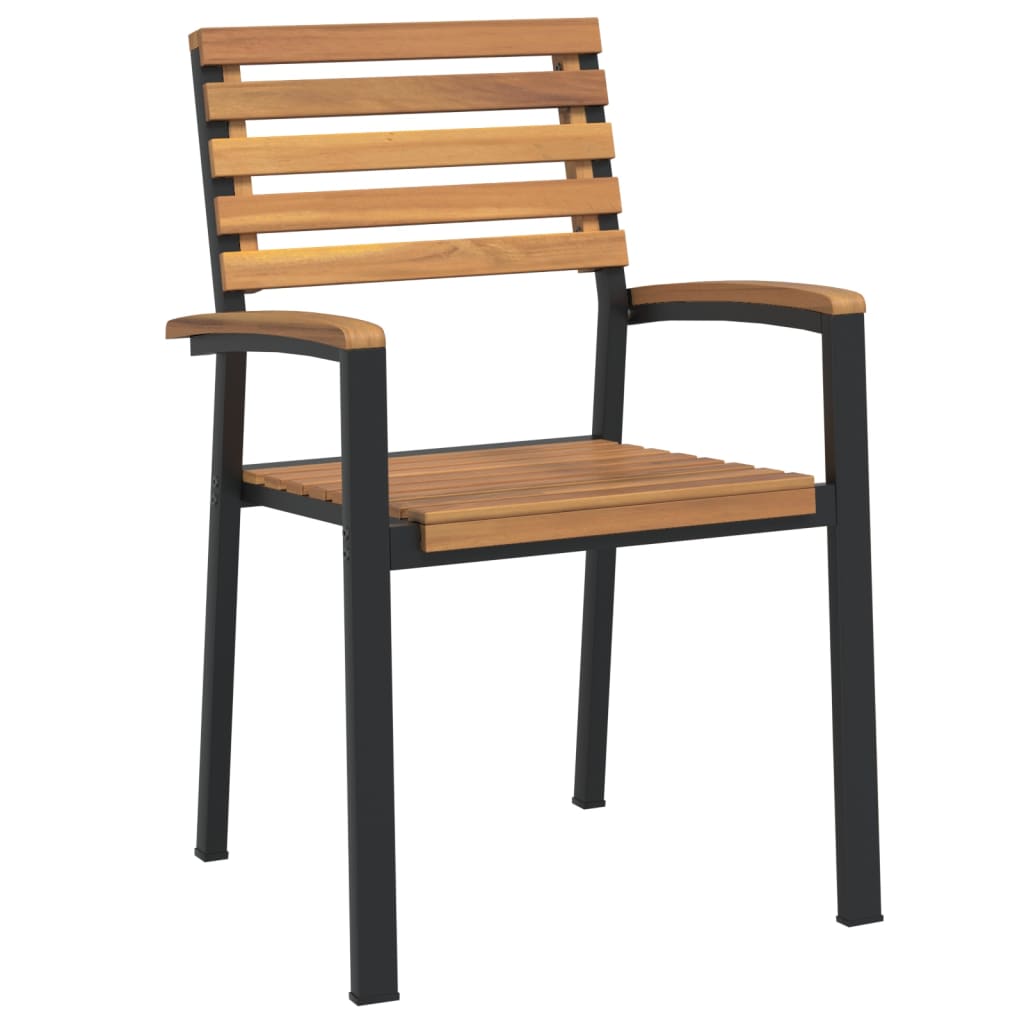 vidaXL Stackable Garden Chairs 2 pcs Solid Wood Acacia and Metal